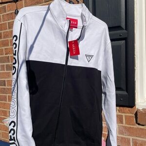 Guess Men’s Medium *NWT* Black and White Zip-Up Jacket